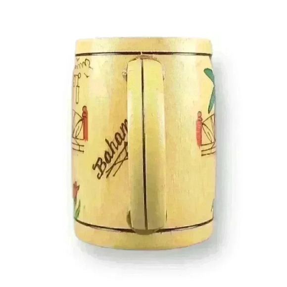 Bahamas Souvenir Bamboo Hand Painted Folk Art Villa & Car Tankard Stein Mug Cup - Picture 4 of 7